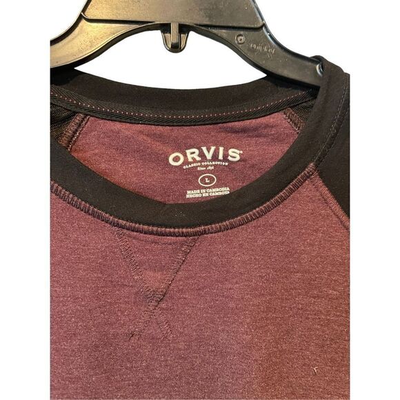 Orvis shirt Men lg Red Black Long Sleeve Rayon Blend Adult Lightweight - Picture 2 of 4